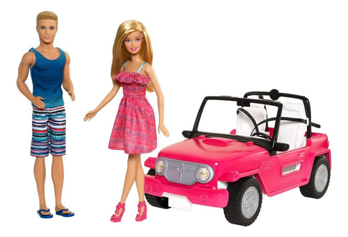 Coche Playero Cruiser Barbie Y Ken 2 Asientos Rosa