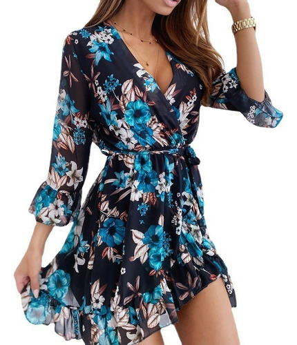 Vestido Casual De Mujer Con Estampado De Flores De Primavera