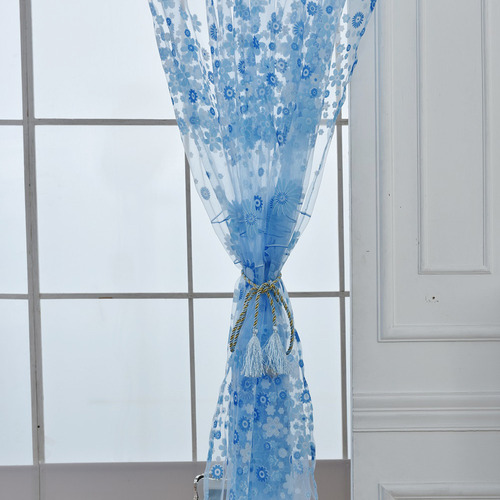 Cortinas Transparentes De Tul Azul Cielo Para Ventanas, 100