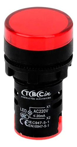 Piloto Ojo De Buey Luminoso Led 22mm 220v Color Tbcin Color Rojo