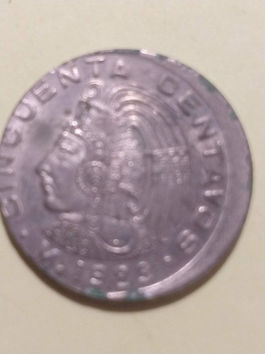 1 Moneda De 50 Centavos Mal Acuñada Coleccionable 