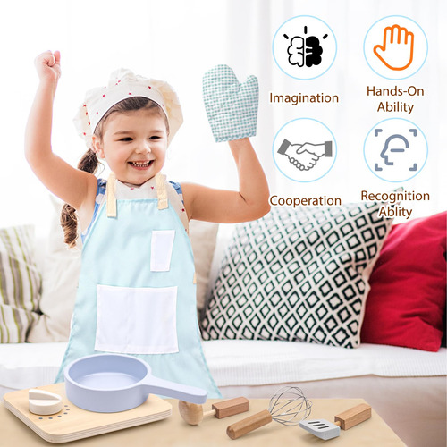 Set De Cocina De Madera Para Niños Con Utensilios Falsos