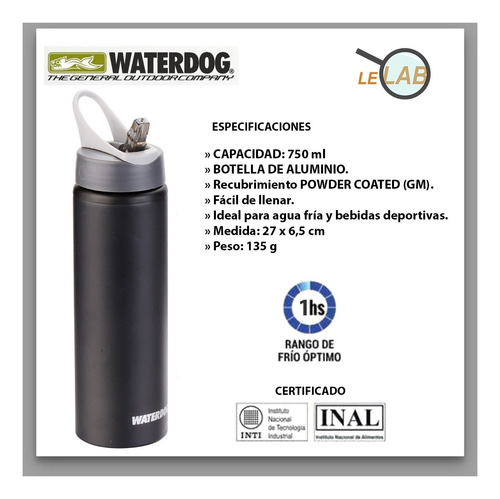 Botella Aluminio Pico 750ml 3075 Waterdog Lelab