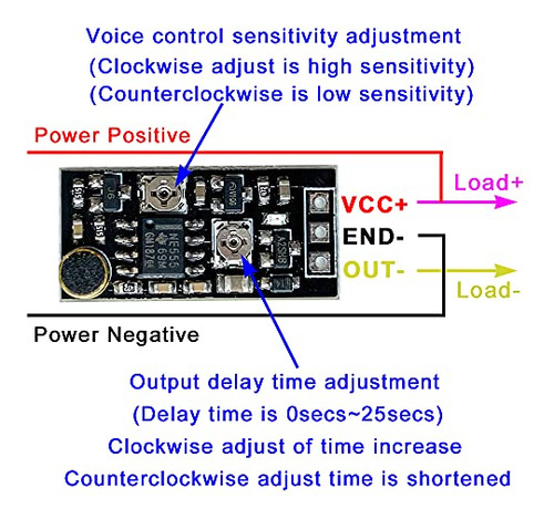 Módulo Retardo Voz 3v-15v 5v 12v 2pcs - Control Sonido