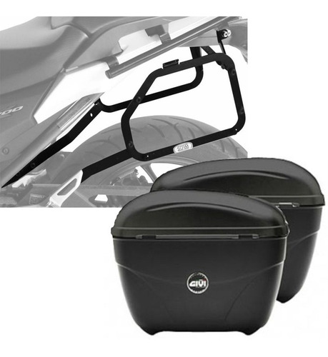Kit Honda Cb500x Suporte Lateral Scam + 2 Bauletos Givi E21n