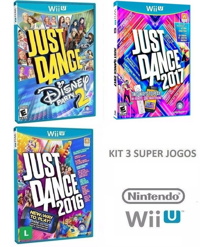 Just Dance 2017 + 2016 + Disney Party 2 Midia Fisica - Wii U