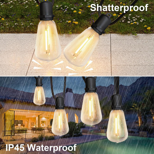 Luces De Cuerda Al Aire Libre Led De 100 Pies Impermeables C