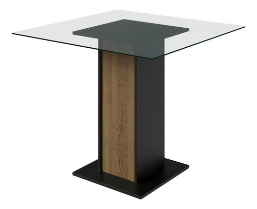 Sala Jantar Mesa Tampo Vidro 4 Cadeiras Ivy Madesa R/p Cor Rustic/Preto/Imperial