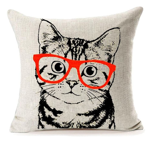 Lovely Animals Abstract Adorable Gato Con Gafas, Algodã...