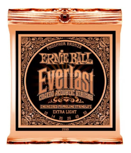 Ernie Ball Eb2550 Everlast Coated Encordado Acustica 010