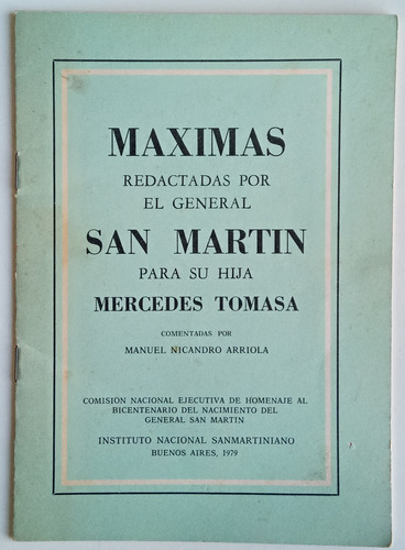 Fascículo Máximas San Martín Para Su Hija Mercedes Tomasa