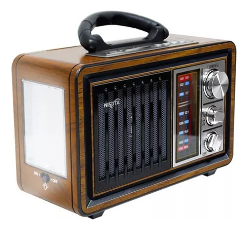 Radio Portatil Nisuta Am Fm Vintage Retro Bluetooth Linterna