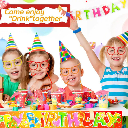24 Tontas Gafas De Paja Con Pajitas For Fiesta De