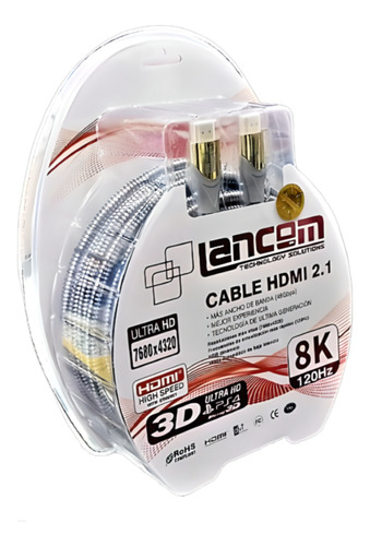 Cable Hdmi 2.1 De 10 Metros Ultra Hd 4k 8k 120hz Lancom