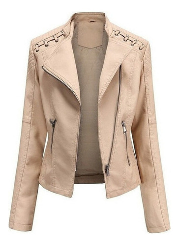 Chaqueta De Mujer Cl¿sica Con Cremallera, Estilo Punk, Piel.