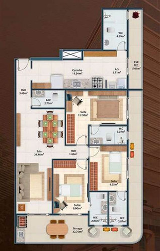 Imagem 6 de 15 de Apartamento, 3 Dorms Com 131.65 M² - Guilhermina - Praia Grande - Ref.: Scp101 - Scp101