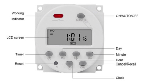 Interruptor Temporizador Programable 7 Días 1s~168h 5va 12v