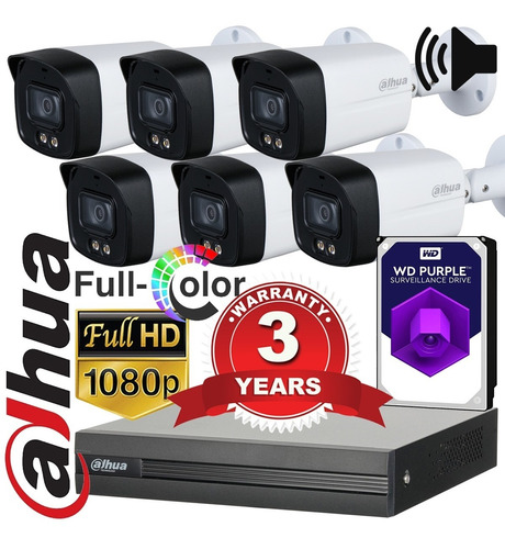 Kit Seguridad Dahua Dvr8 + 1tb + 6cam. 2mp Fullcolor C/audio