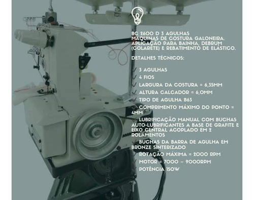 Maquina Costura Galoneira 3 Agulhas + Kit Acessórios