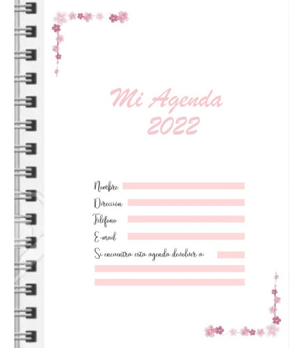 Kit Imprimible Agenda 2022 Profesional Flor Calendario