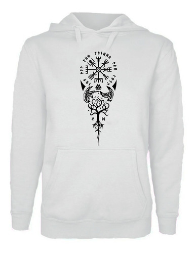 Polerón Estampado Unisex Vikingos Vegvisir - Inguz - Yggdras