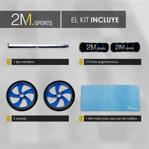 Imagen 7 de 10 de Rueda Abdominales Doble + Mini Mat De Regalo Entrenamiento