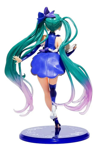 Figura Miku Hatsune Estrella Pop Vestido Azul Vocaloid Pvc A