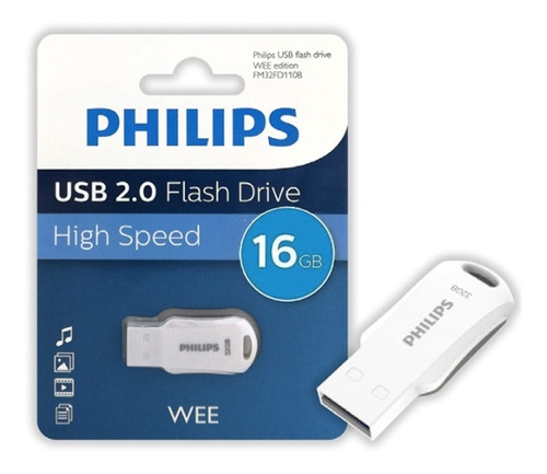 Pendrive Philips Wee 16gb 2.0 Color Blanco