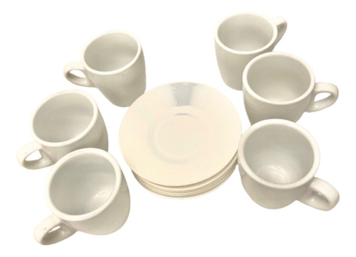 Tazas Con Platos En Cerámica Blanca ( La Paloma - Rocha)