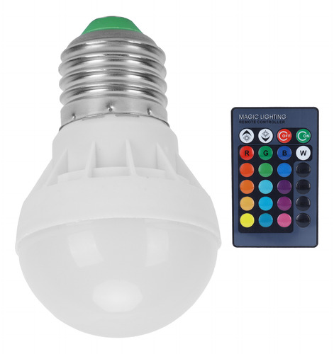 Lâmpada Rgb+w 3w E27 Do Controle Remoto Que Muda De Cor Para