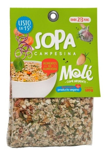 Sopa Campesina Vegana - Molé - Caja 12 Unidades De 120 Grs!