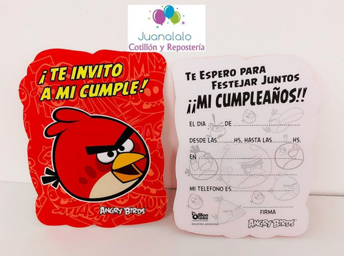 Invitaciones Cumpleaños Angry Birds X 10 U Pajaritos Cotillo