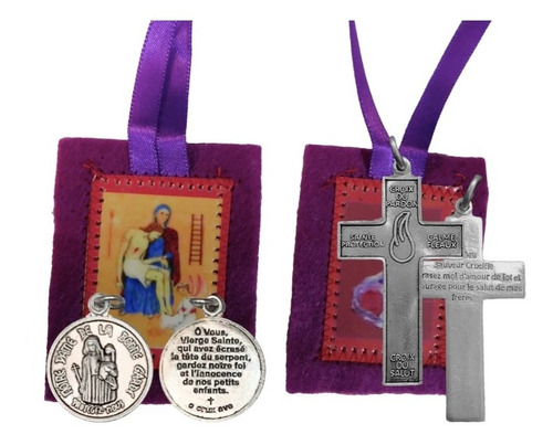 Escapulario Morado + Cruz Del Perdón + Medalla Amparo 3 Kits