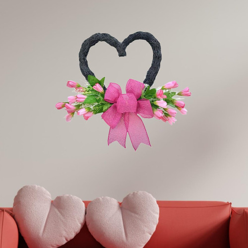 Tulipanes Artificiales Corona De Corazón Adorno Colgante De