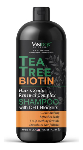Shampoo Vanidox Tea Tree Com Biotina E Óleo De Tea Tree 100%