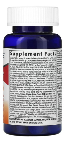 Trace Minerals Feed My Brain Wafers mas de 100 vitaminas minerales probióticos Ponche de frutas 60 unidades