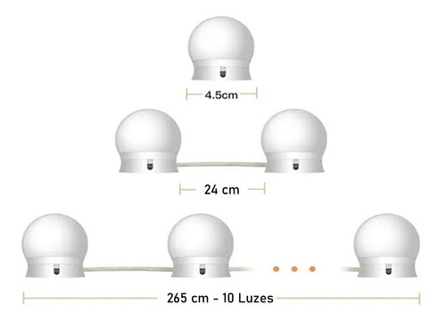 Imagem 2 de 10 de 10 Lâmpada Led Espelho Camarim Maquiagem Muda A Cor Liga Usb