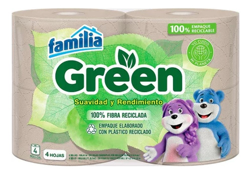 Papel Higienico Familia Green 4 Rollos 37 Metros C/u