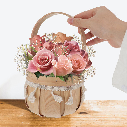 My Cesta Decorativa Para Flores Tejida En Ratán, 1 Pieza