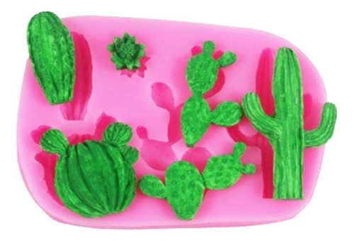 Molde De Silicona Cactus Y Suculentas X5  Pasta Fondant