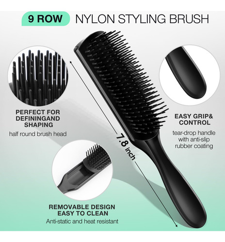 Juego De 4 Cepillos Desenredantes Para Cabello Rizado