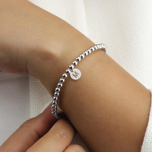 Pulsera Plata Chapada 14 Quilates Dije Letra Inicial Mujer