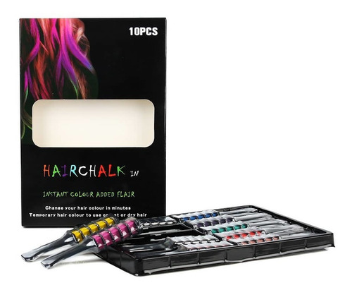 Imagen 2 de 3 de Set 10pcs Tiza Seca De Colores Para Cabello Color Fantasia