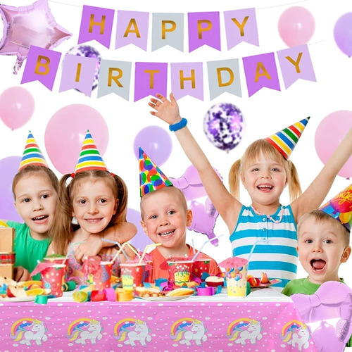 Decoraciones para fiesta séptimo cumpleaños, globos cumpleaños de unicornio para niñas, morados, unicornio cumpleaños para niños