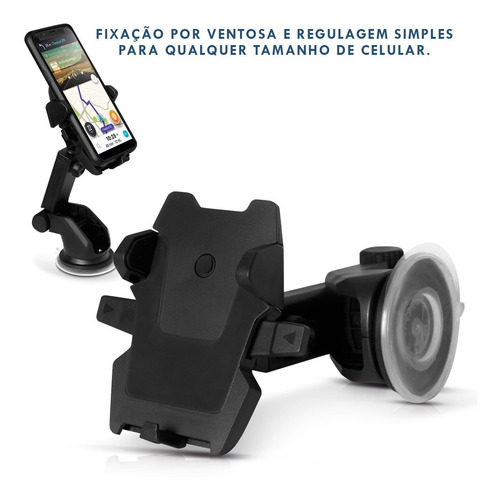 Imagem 2 de 6 de Suporte Celular Articulado Automotivo Painel Universal