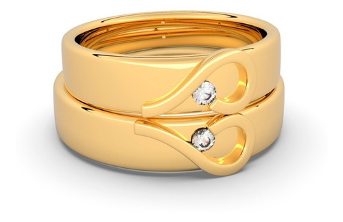 Imagen 1 de 4 de Argollas Matrimonio Corazones Oro 18k