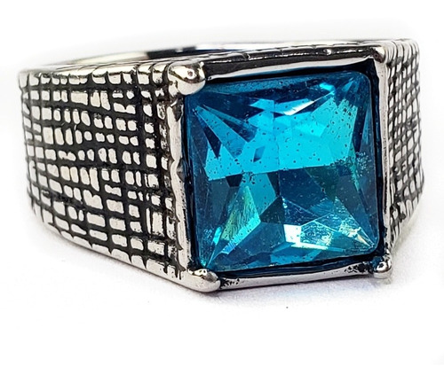 Anillo Estilo Turco Elegante De Lujo Azul Acero Inoxidable I