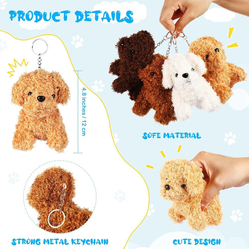 12 Piezas De Mini Perros De Peluche Con Llaveros Regalos De