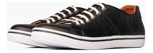 Zapatilla Urbana De Cuero Negra Vintage Hombre Boating