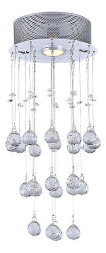 Lustre Pendente De Cristal Alfa Redondo Gu10 Taschibra Cor Prateado